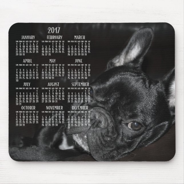 Tapis De Souris Calendrier Français Bulldog 2017 Pad souris (Devant)
