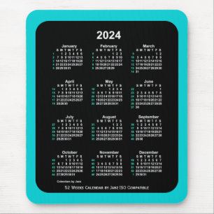 Tapis De Souris Calendrier ISO 2024 Neon 52 semaines par Janz Two 