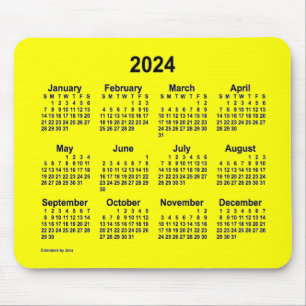 Tapis De Souris Calendrier Jaune 2024 par Janz Mouse Pad