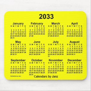 Tapis De Souris Calendrier Jaune 2033 par Janz Mouse Pad