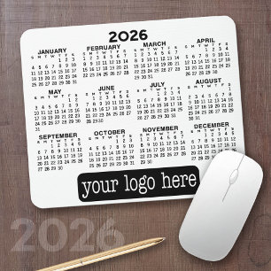 Tapis De Souris Calendrier - logo moderne noir et blanc simple