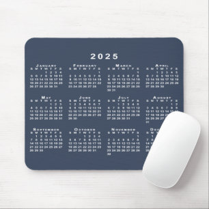 Tapis De Souris Calendrier Marine bleu et blanc 2025