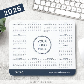 Tapis De Souris Calendrier Marine Blue Business Logo 2026