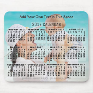 Tapis De Souris Calendrier mensuel 2017 Année Noir Ajouter un text