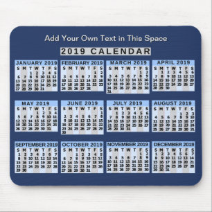 Tapis De Souris Calendrier mensuel 2019 Facile à lire Affaires