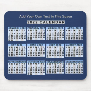 Tapis De Souris Calendrier mensuel 2022 Année Facile à lire Affair