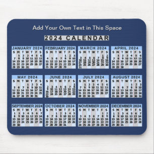 Tapis De Souris Calendrier mensuel 2024 Année Facile à lire Affair