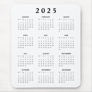 Tapis De Souris Calendrier mensuel 2025