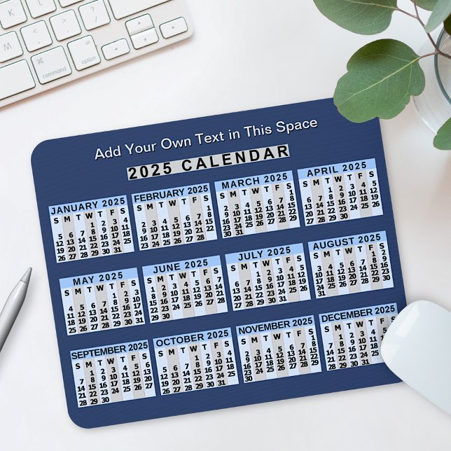 Tapis De Souris Calendrier mensuel 2025 Année Facile à lire Affair (Créateur téléchargé)