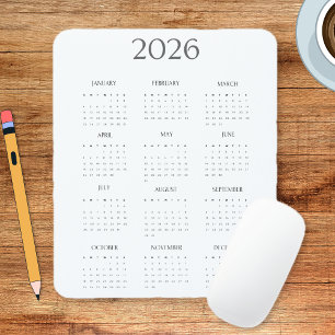 Tapis De Souris Calendrier minimaliste moderne 2026