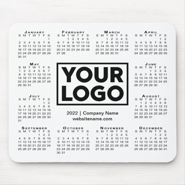 Tapis De Souris Calendrier moderne 2022 Business Company Logo Blan (Devant)