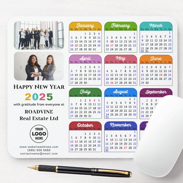 Tapis De Souris Calendrier moderne 2025 Business Photo Logo Colorf (Créateur téléchargé)