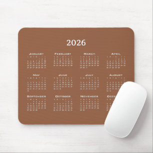 Tapis De Souris Calendrier moderne brun minimaliste