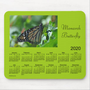 Tapis De Souris Calendrier Monarque des papillons 2020 par Janz