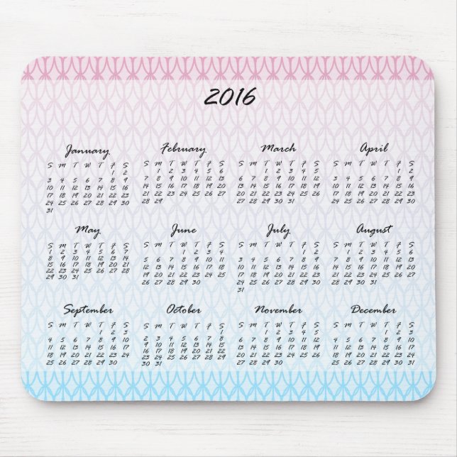 Tapis De Souris Calendrier Motif ovale 2016 dégradé (Devant)