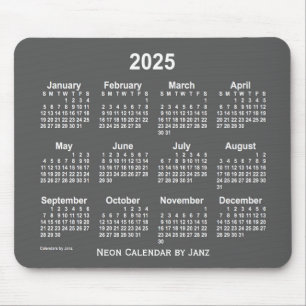 Tapis De Souris Calendrier Neon Charcoal 2025 par Janz
