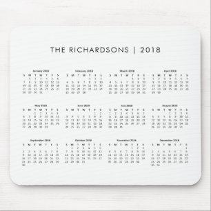 Tapis De Souris Calendrier noir et blanc simple 2018 et moderne