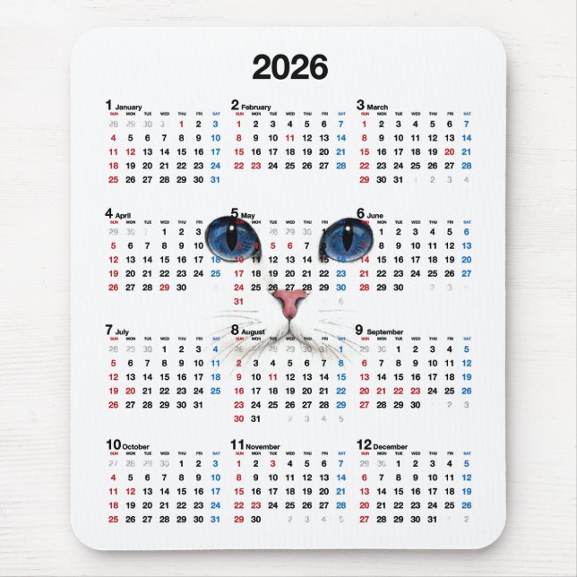 Tapis De Souris Calendrier persan blanc 2025 (Devant)