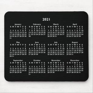Tapis De Souris Calendrier personnalisé Black and White 2021
