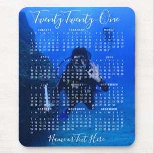 Tapis De Souris Calendrier photo 2021 Script chic
