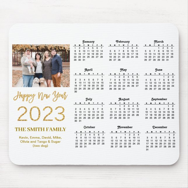 Tapis De Souris Calendrier photo du script de Parties scintillant  (Devant)
