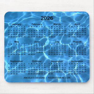 Tapis De Souris Calendrier promotionnel de piscine bleu aqua