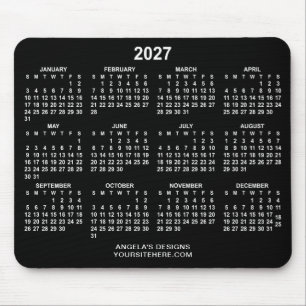 Tapis De Souris Calendrier promotionnel noir et blanc 2027