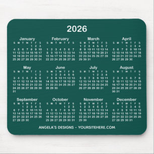 Tapis De Souris Calendrier promotionnel turquoise foncé et blanc