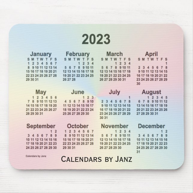 Tapis De Souris Calendrier Rainbow Cloud 2023 par Janz (Devant)