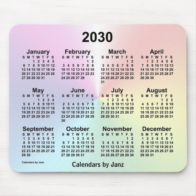 Tapis De Souris Calendrier Rainbow Cloud 2030 par Janz (Devant)