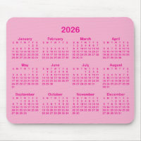 Calendrier Rose Clair et Chaud 2026