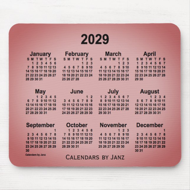 Tapis De Souris Calendrier Sangria Grey 2029 par Janz Mouse Pad (Devant)