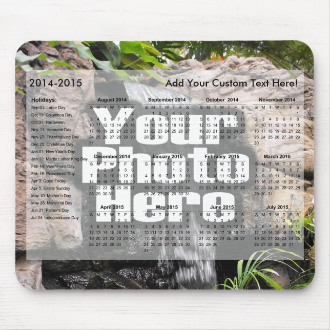 Tapis De Souris Calendrier scolaire 2014-2015 Personnalisé Ajouter (Devant)