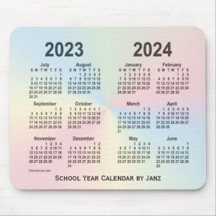 Tapis De Souris Calendrier scolaire des nuages arc-en-ciel 2023-20