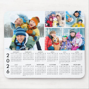 Tapis De Souris Calendrier simple 2026 pour collage de 4 photos