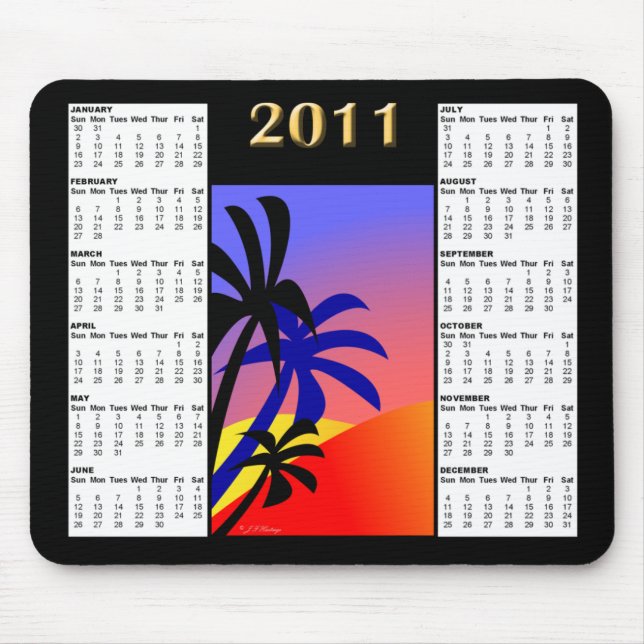 Tapis De Souris Calendrier tropical Mousepad des paumes 2011 (Devant)