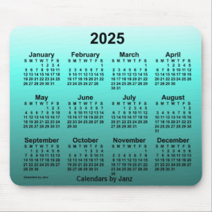 Tapis De Souris Calendrier Turquoise défraîchi 2025 par Janz Mouse