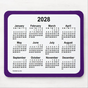 Tapis De Souris Calendrier violet et blanc 2028 par Janz Two Tone