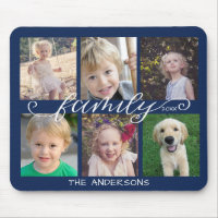 Calligraphie de famille Navy Blue 6 Collage photo
