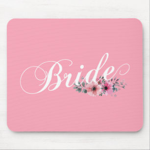 Tapis De Souris Calligraphie florale simple de mariée   Mousepad