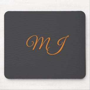 Tapis De Souris Calligraphie gris orange monogramme nom initial