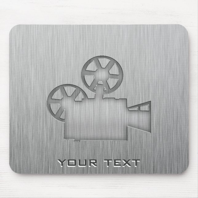 Tapis De Souris Caméra de cinéma en métal brossé (Devant)