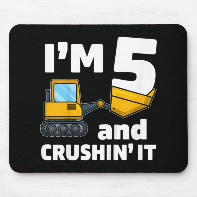 Tapis De Souris Camion de construction pour enfants 5e anniversair (Devant)