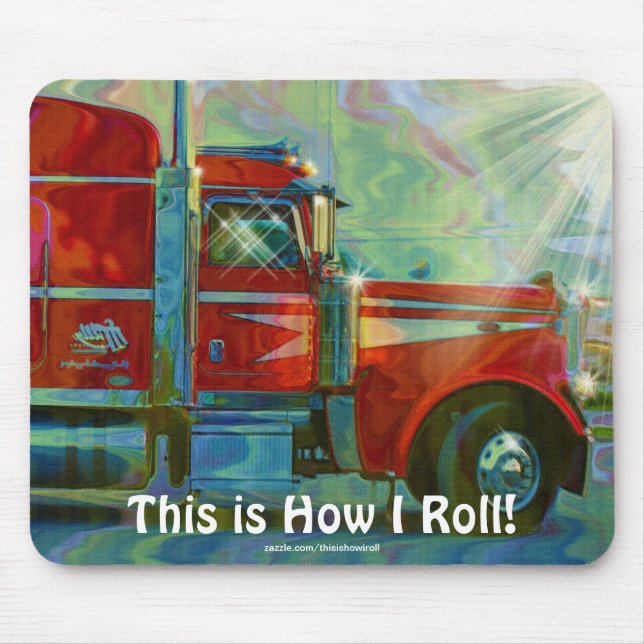 Tapis De Souris Camion de fret rouge pour enfants et camionneurs (Devant)