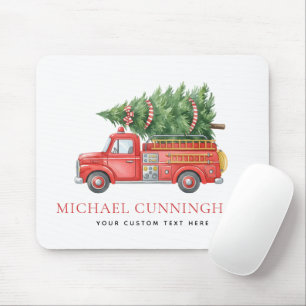 Tapis De Souris Camion de pompiers de Noël moderne personnalisé