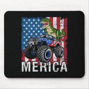 Tapis De Souris Camion Monstre Dinosaure Américain Drapeau América