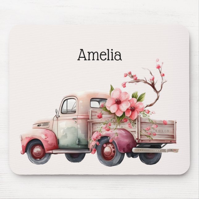 Tapis De Souris Camion Vintage rose (Devant)