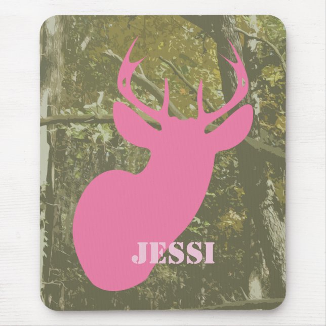 Tapis De Souris Camo et cerfs communs roses Mousepad (Devant)