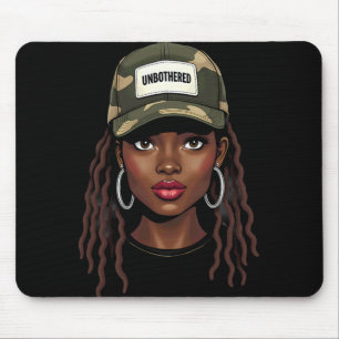 Tapis De Souris Camo Juneteenth Imperturbable Fille Noire Loc'd _8