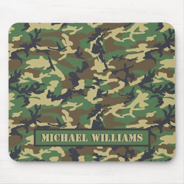 Tapis De Souris Camo Militaire Woodland - Personnalisé (Devant)